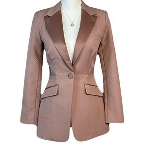 Lavish Alice Blazer Jacket Size 2 XS Lace Smocked Waist Single Button Crepe Luxe